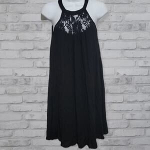 Lulus Black Lace High Neck Shift Dress Womens XS